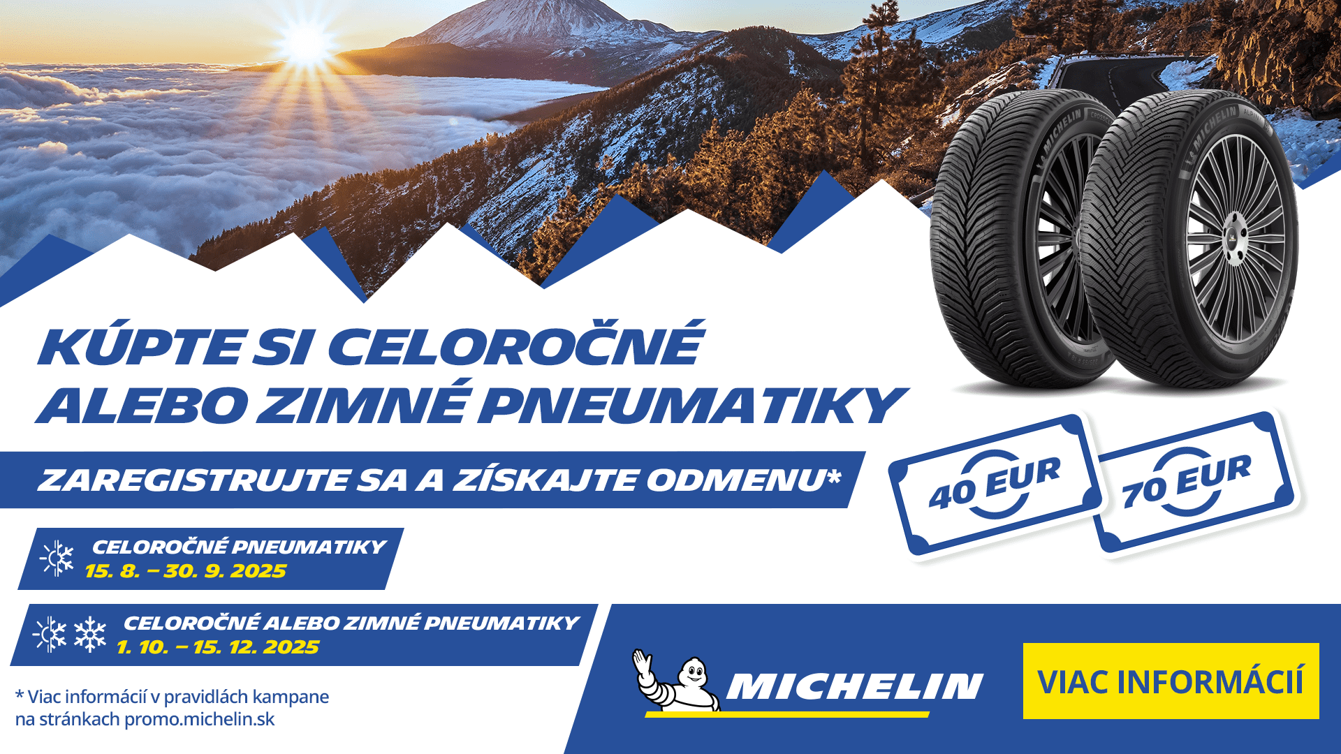 Odmeny za nákup zimných a celoročných pneumatík Michelin