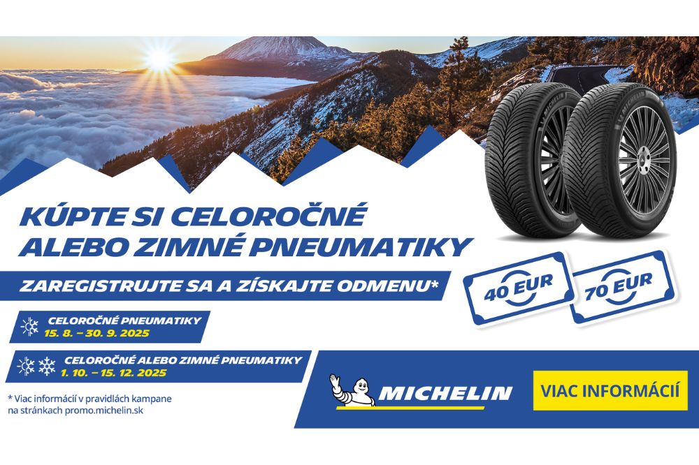 Odmena 40 alebo 70 eur k zimným alebo celoročným pneumatikám Michelin